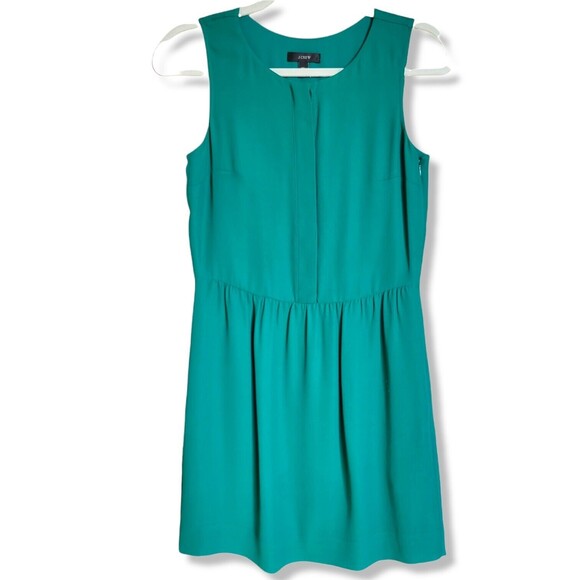 J Crew Dress Women's size 00 in Emerald Green above the knee with Pockets - Picture 2 of 13